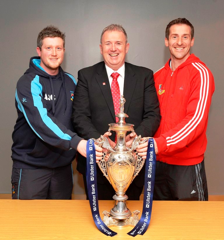 Andrew Cowden & James Kennedy with Stephen Cruise from Ulster Bank ©Rowland White / PressEye